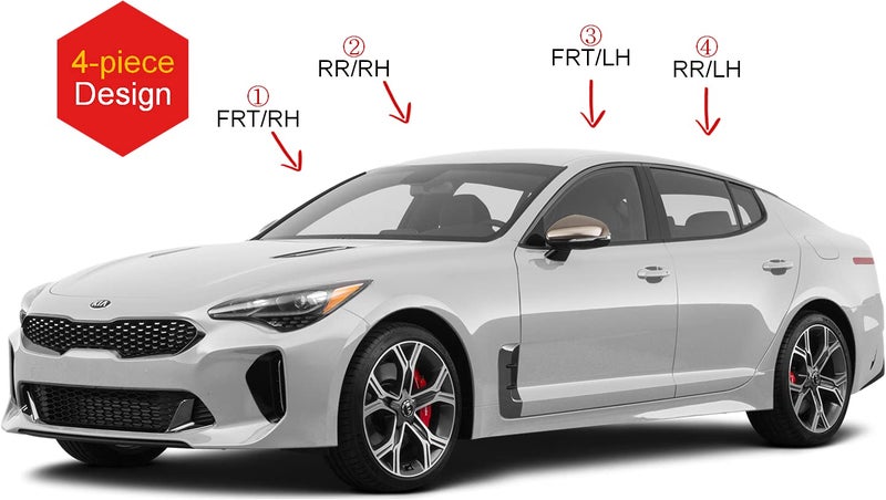AUTO CLOVER AUTOCLOVER Tape-On Rain Guards Window Visors 4 Pcs Set for Kia Stinger 2017 2018 2019 2020 2021 2022 2023 / Window Deflectors, Out-Channel Vent Shades (Smoked) - Image 3